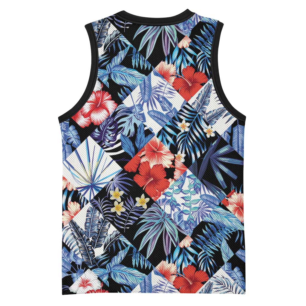 Hawaii Tropicana Blue Pattern Basketball Jersey - Wonder Print Shop