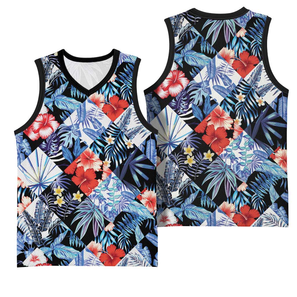 Hawaii Tropicana Blue Pattern Basketball Jersey - Wonder Print Shop