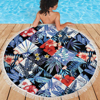 Hawaii Tropicana Blue Pattern Beach Blanket - Wonder Print Shop