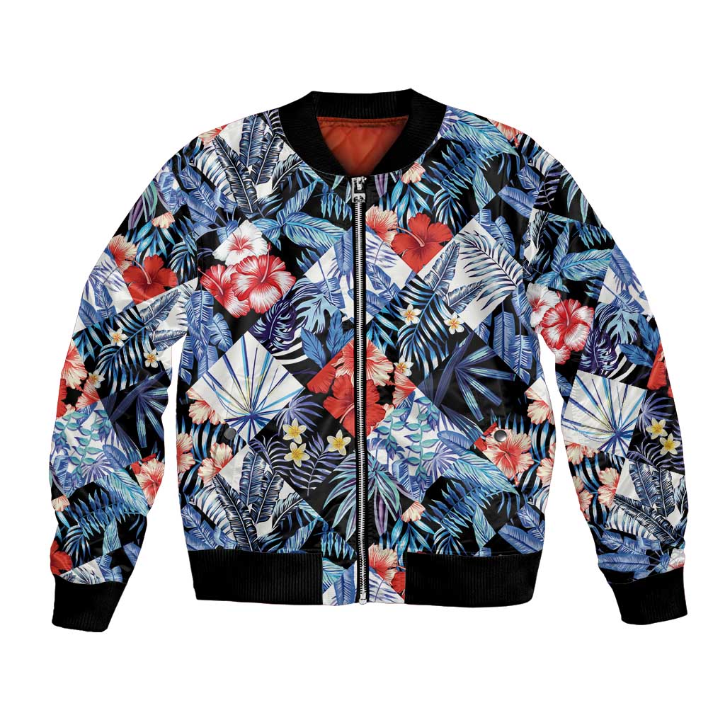 Hawaii Tropicana Blue Pattern Bomber Jacket - Wonder Print Shop
