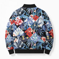 Hawaii Tropicana Blue Pattern Bomber Puffer Jacket - Wonder Print Shop