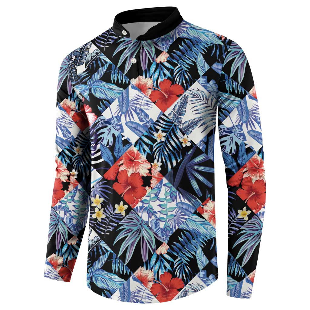 Hawaii Tropicana Blue Pattern Button Sweatshirt - Wonder Print Shop