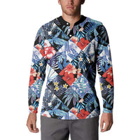 Hawaii Tropicana Blue Pattern Button Sweatshirt - Wonder Print Shop