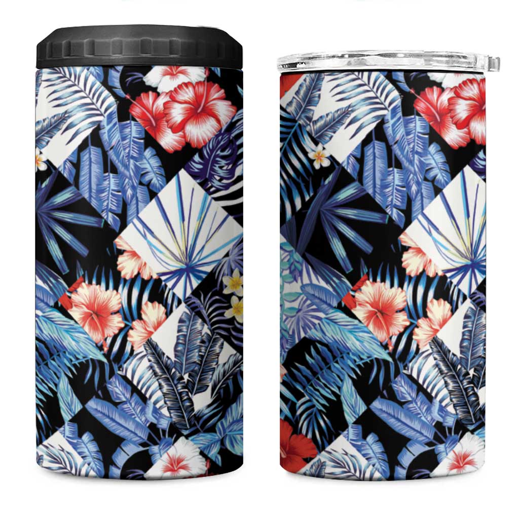 Hawaii Tropicana Blue Pattern 4 in 1 Can Cooler Tumbler - Wonder Print Shop