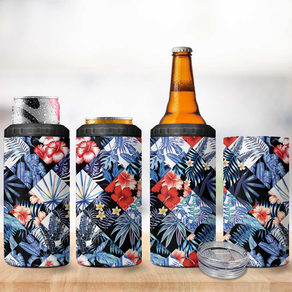 Hawaii Tropicana Blue Pattern 4 in 1 Can Cooler Tumbler - Wonder Print Shop