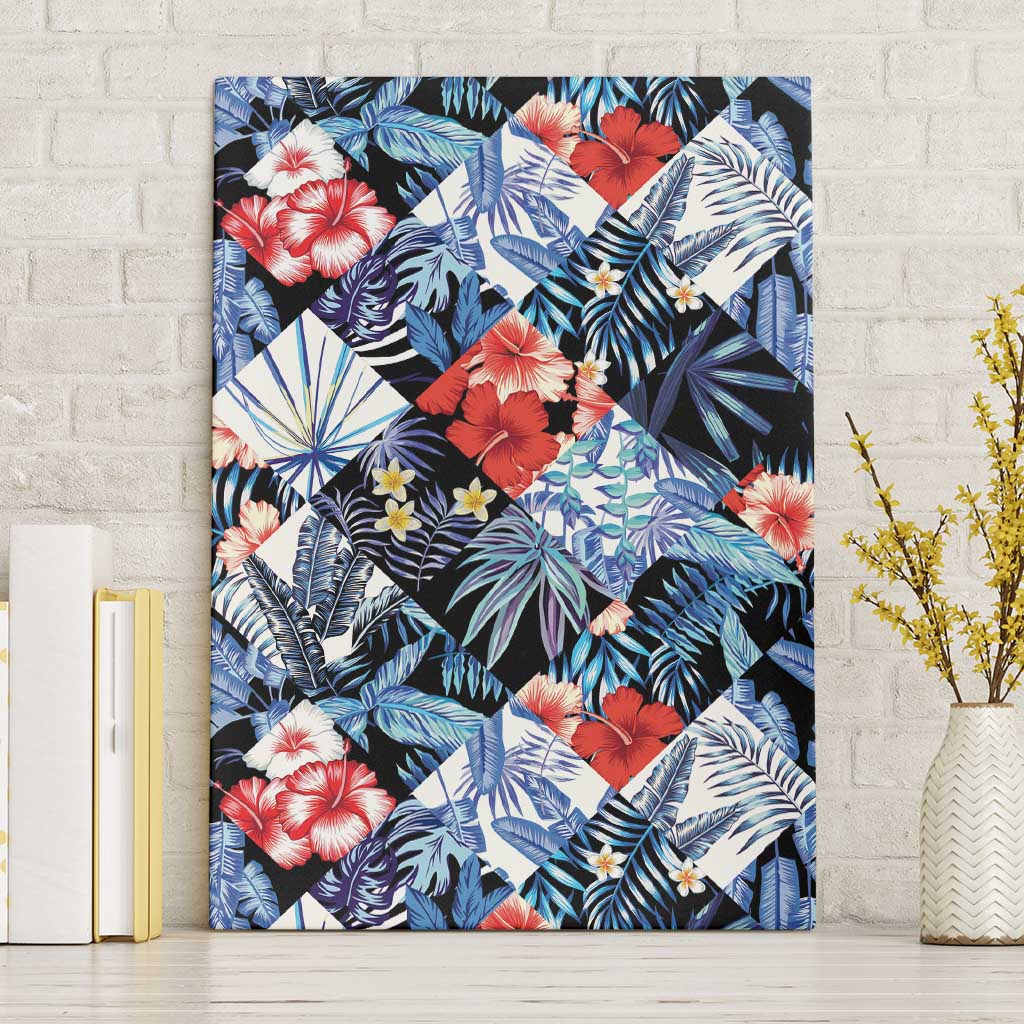 Hawaii Tropicana Blue Pattern Canvas Wall Art - Wonder Print Shop