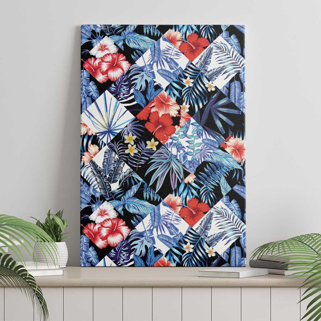 Hawaii Tropicana Blue Pattern Canvas Wall Art - Wonder Print Shop