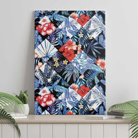 Hawaii Tropicana Blue Pattern Canvas Wall Art - Wonder Print Shop