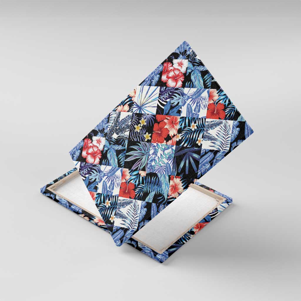 Hawaii Tropicana Blue Pattern Canvas Wall Art - Wonder Print Shop