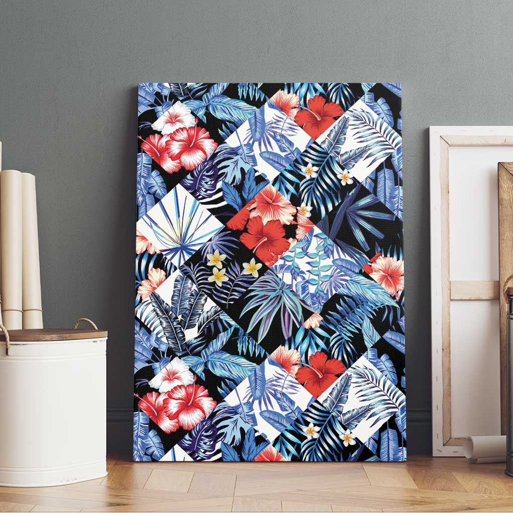 Hawaii Tropicana Blue Pattern Canvas Wall Art - Wonder Print Shop