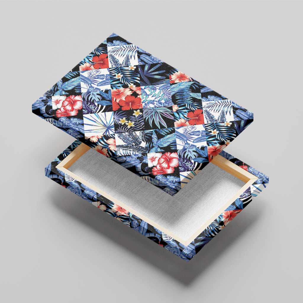 Hawaii Tropicana Blue Pattern Canvas Wall Art - Wonder Print Shop