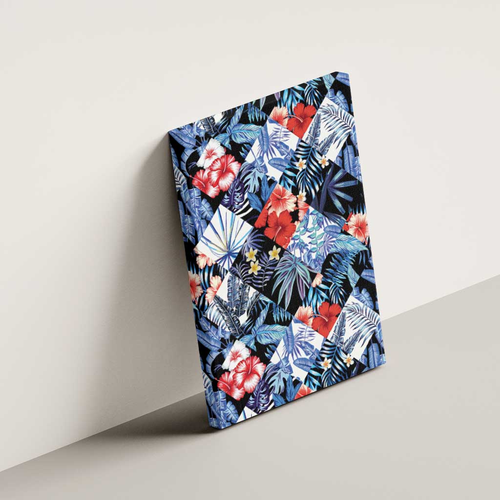 Hawaii Tropicana Blue Pattern Canvas Wall Art - Wonder Print Shop