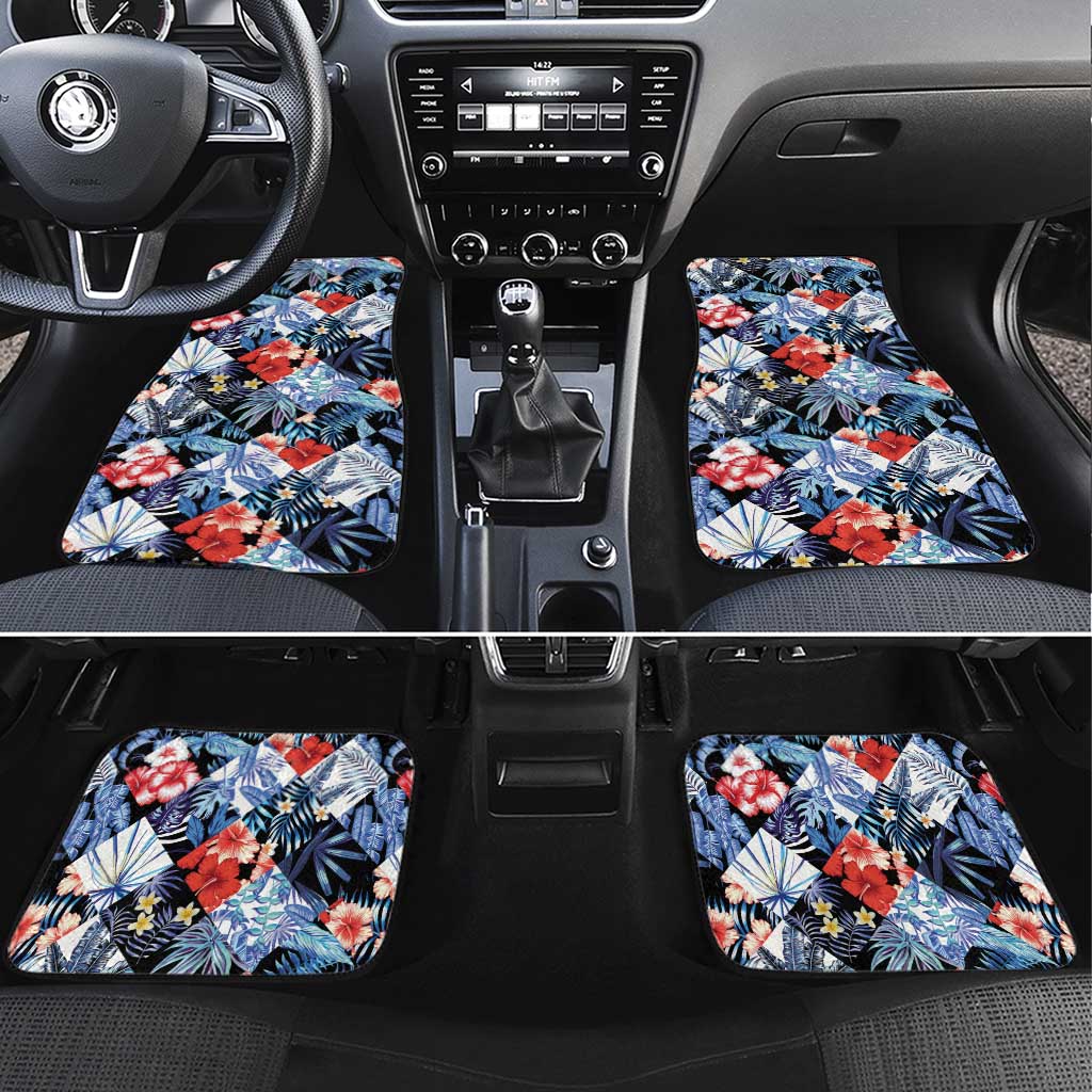 Hawaii Tropicana Blue Pattern Car Mats - Wonder Print Shop