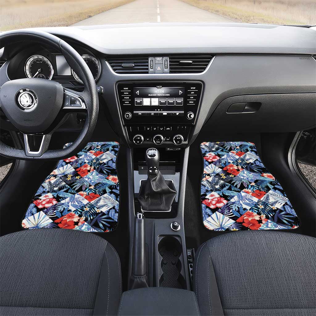 Hawaii Tropicana Blue Pattern Car Mats - Wonder Print Shop