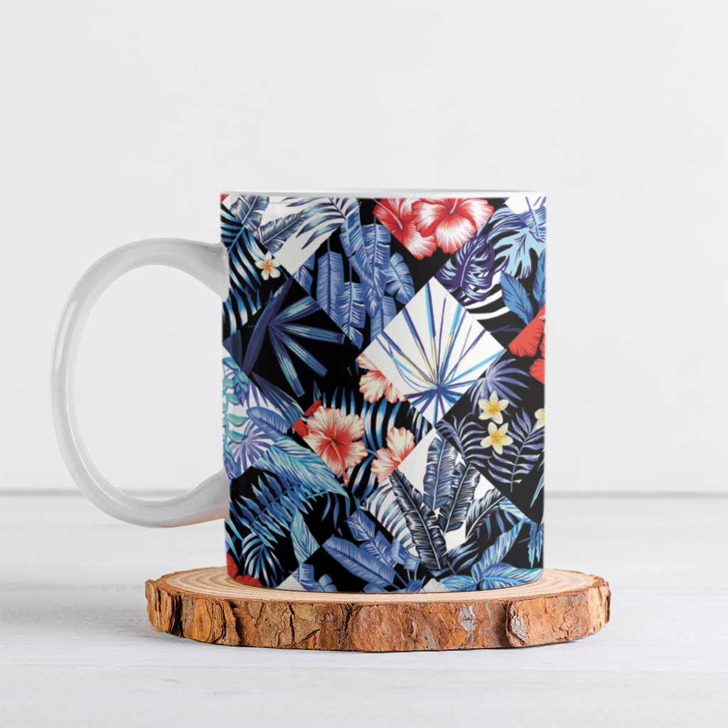 Hawaii Tropicana Blue Pattern Ceramic Mug - Wonder Print Shop