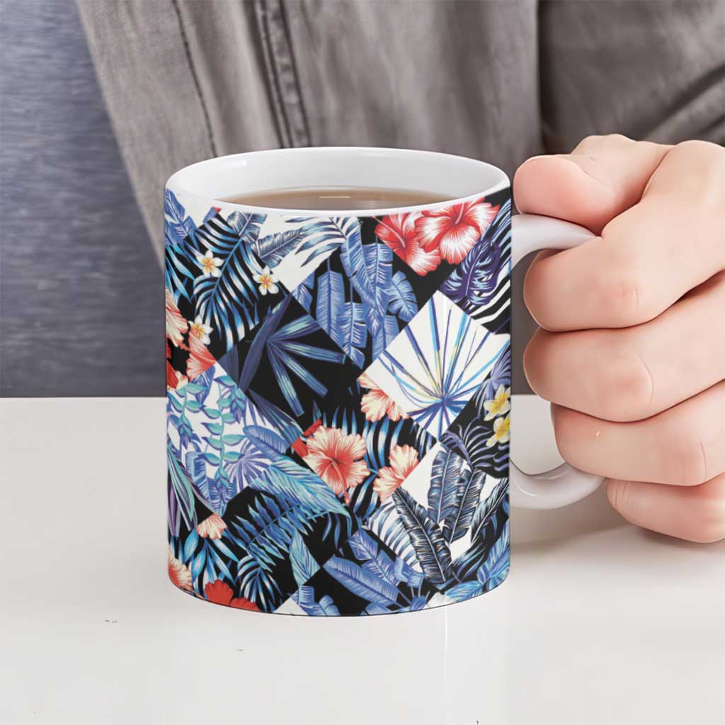 Hawaii Tropicana Blue Pattern Ceramic Mug - Wonder Print Shop