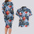 Hawaii Tropicana Blue Pattern Couples Matching Long Sleeve Bodycon Dress and Hawaiian Shirt - Wonder Print Shop