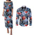 Hawaii Tropicana Blue Pattern Couples Matching Puletasi and Long Sleeve Button Shirt - Wonder Print Shop