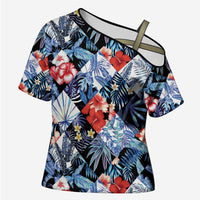 Hawaii Tropicana Blue Pattern Cross Shoulder Shirt - Wonder Print Shop