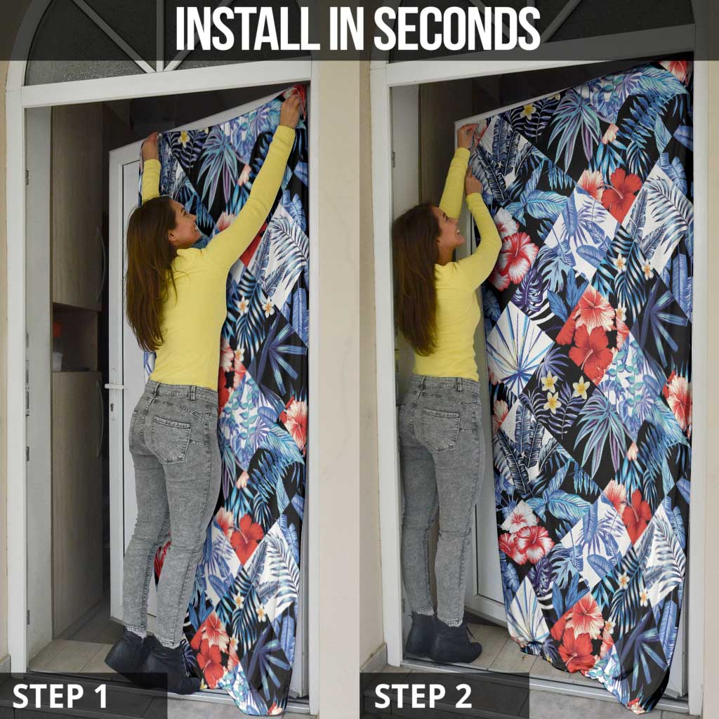 Hawaii Tropicana Blue Pattern Door Cover - Wonder Print Shop