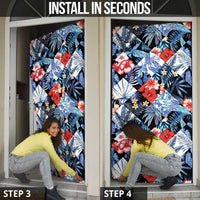 Hawaii Tropicana Blue Pattern Door Cover - Wonder Print Shop