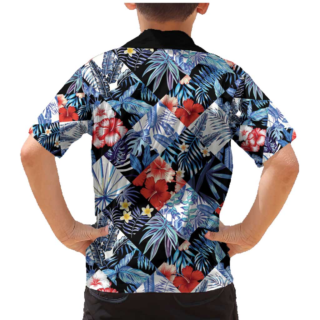 Hawaii Tropicana Blue Pattern Family Matching Mermaid Dress and Hawaiian Shirt - Wonder Print Shop