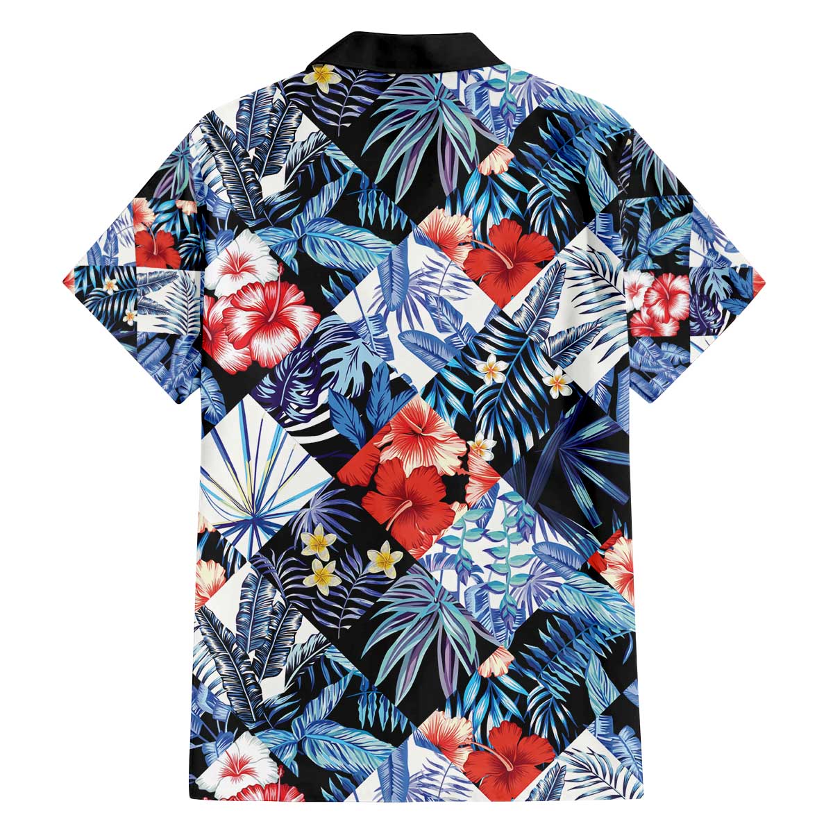 Hawaii Tropicana Blue Pattern Family Matching Off The Shoulder Long Sleeve Dress and Hawaiian Shirt - Wonder Print Shop