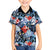 Hawaii Tropicana Blue Pattern Family Matching Off The Shoulder Long Sleeve Dress and Hawaiian Shirt - Wonder Print Shop