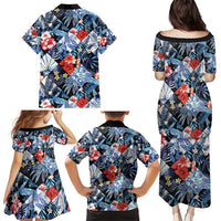 Hawaii Tropicana Blue Pattern Family Matching Puletasi and Hawaiian Shirt - Wonder Print Shop