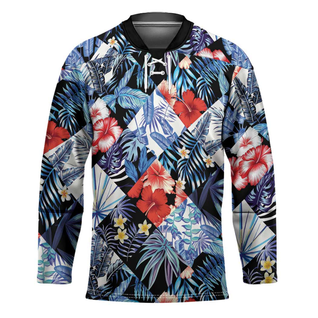 Hawaii Tropicana Blue Pattern Hockey Jersey - Wonder Print Shop