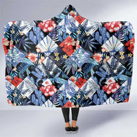 Hawaii Tropicana Blue Pattern Hooded Blanket - Wonder Print Shop