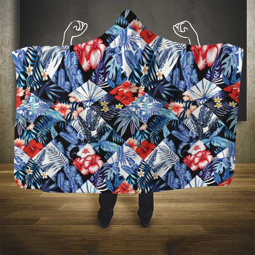 Hawaii Tropicana Blue Pattern Hooded Blanket - Wonder Print Shop
