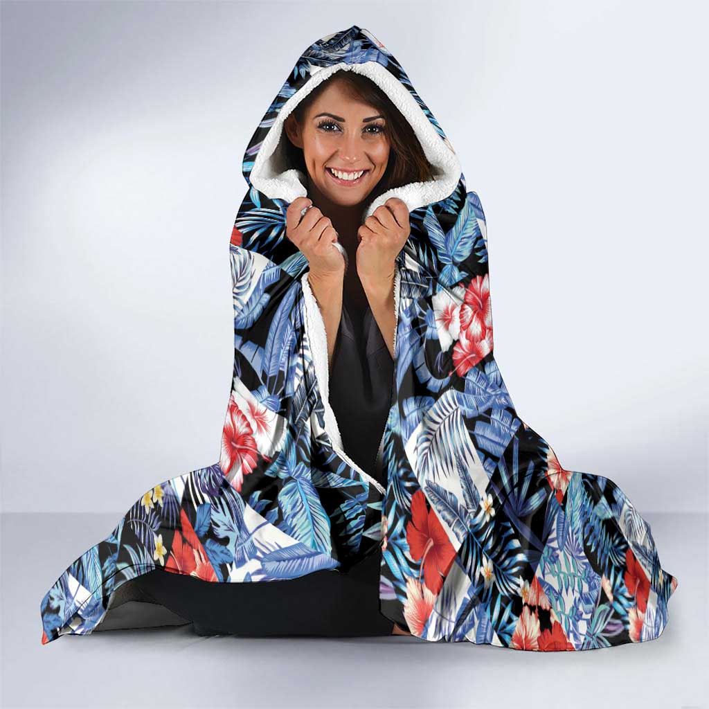 Hawaii Tropicana Blue Pattern Hooded Blanket - Wonder Print Shop