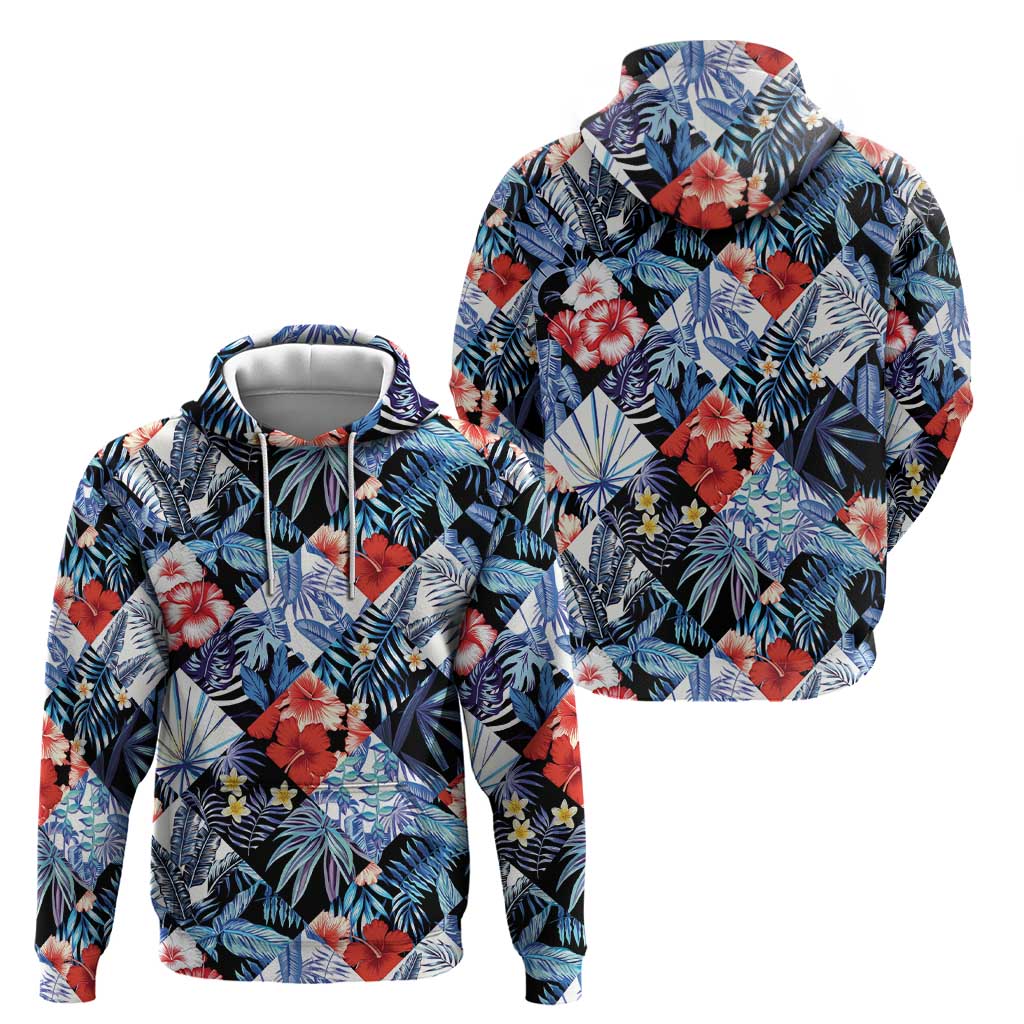 Hawaii Tropicana Blue Pattern Hoodie - Wonder Print Shop