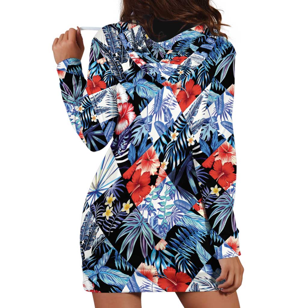 Hawaii Tropicana Blue Pattern Hoodie Dress - Wonder Print Shop