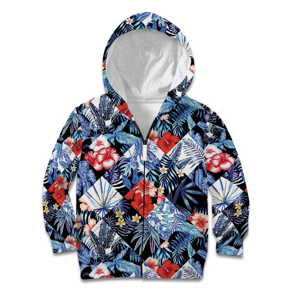 Hawaii Tropicana Blue Pattern Kid Hoodie - Wonder Print Shop