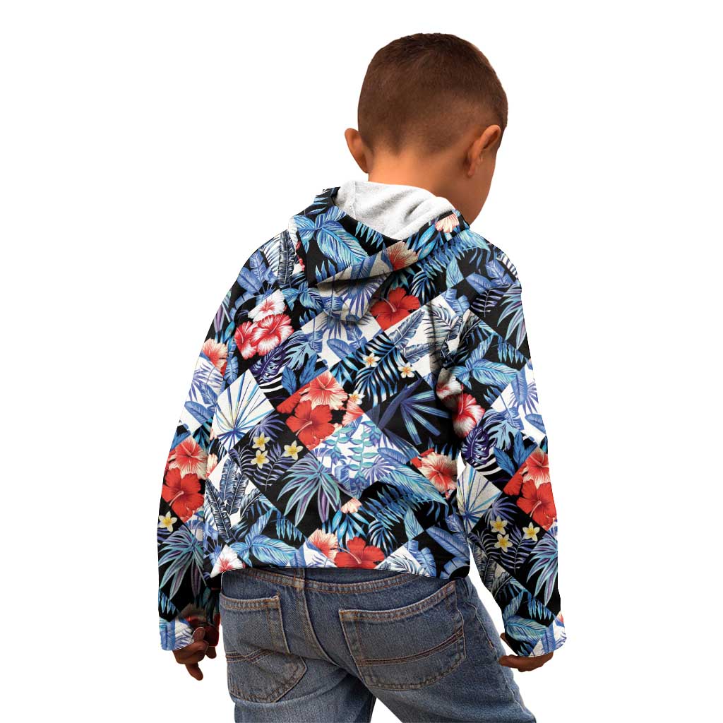 Hawaii Tropicana Blue Pattern Kid Hoodie - Wonder Print Shop
