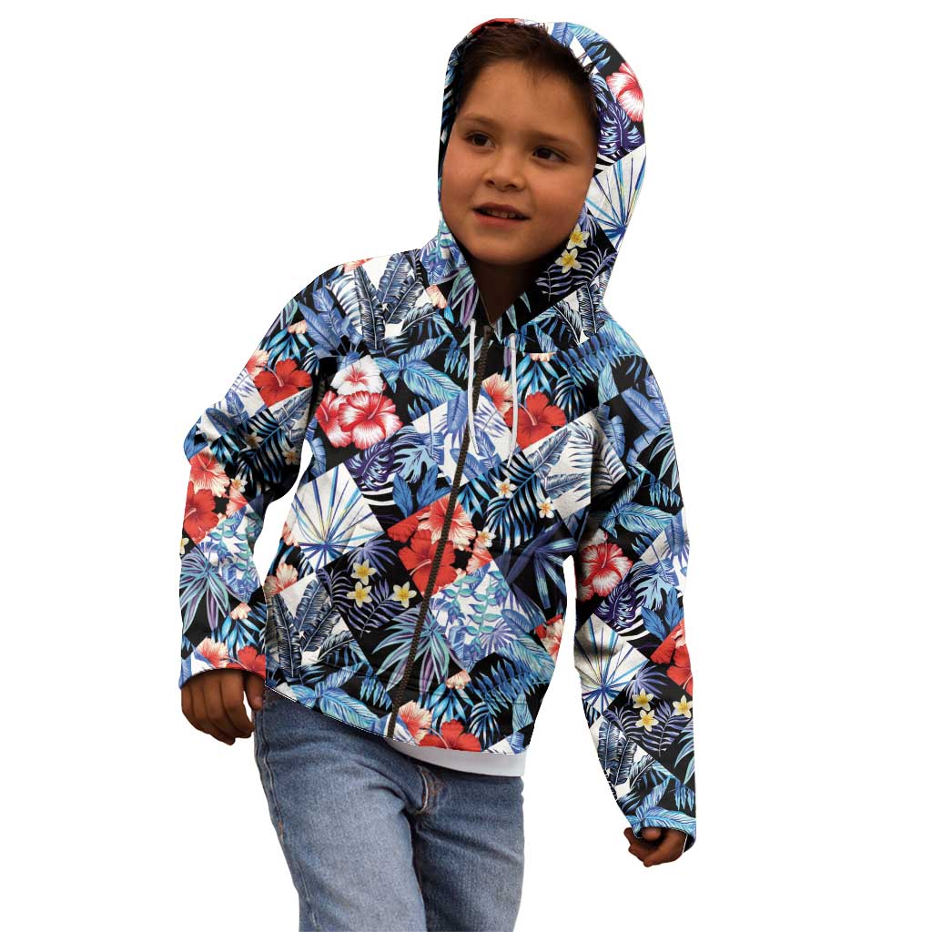 Hawaii Tropicana Blue Pattern Kid Hoodie - Wonder Print Shop