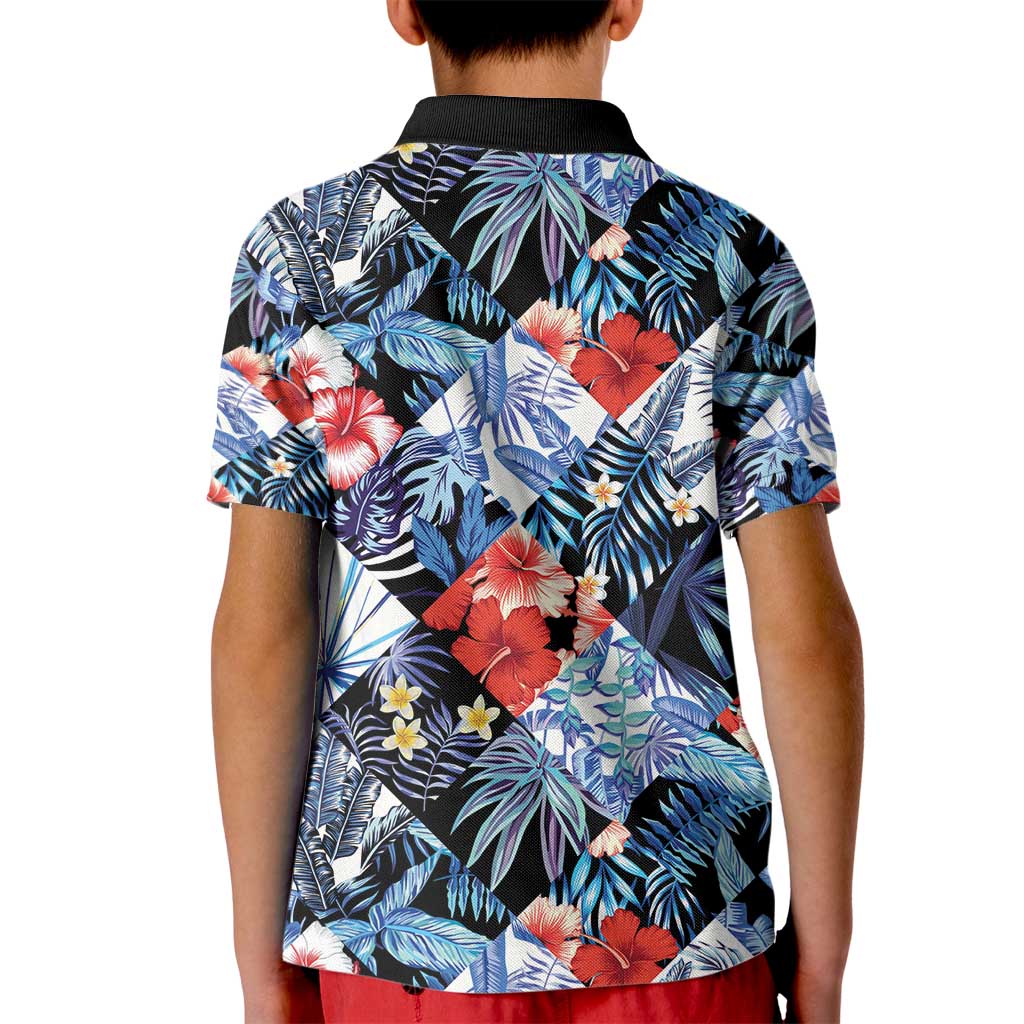 Hawaii Tropicana Blue Pattern Kid Polo Shirt - Wonder Print Shop
