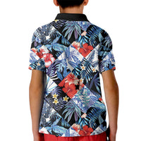 Hawaii Tropicana Blue Pattern Kid Polo Shirt - Wonder Print Shop