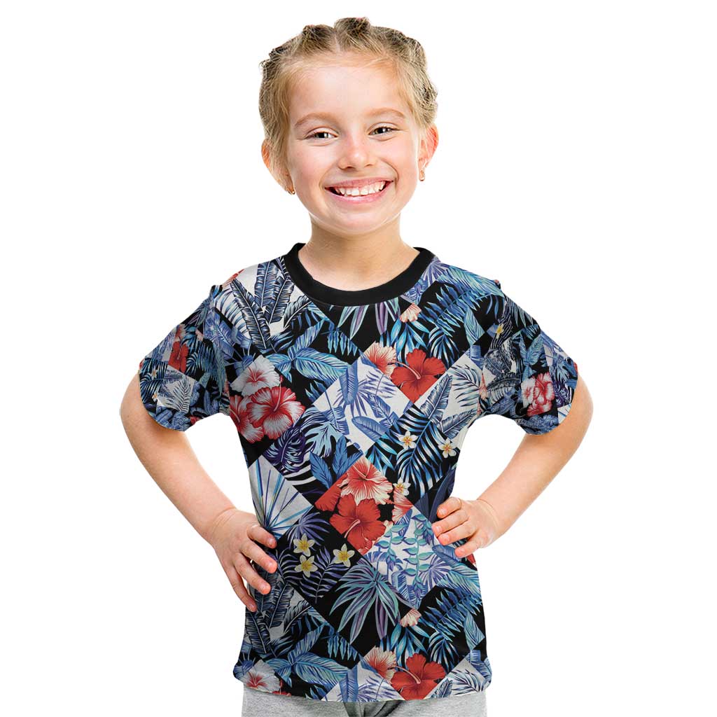 Hawaii Tropicana Blue Pattern Kid T Shirt - Wonder Print Shop