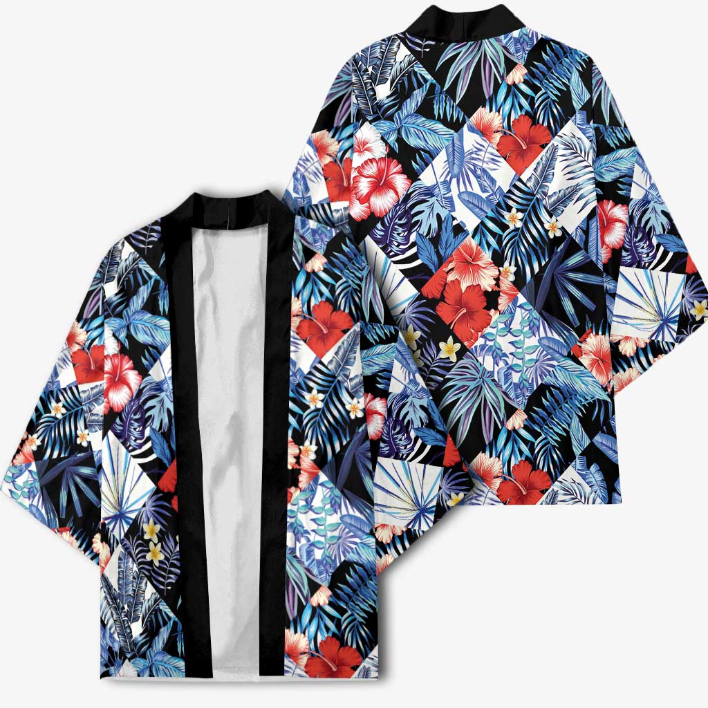 Hawaii Tropicana Blue Pattern Kimono - Wonder Print Shop