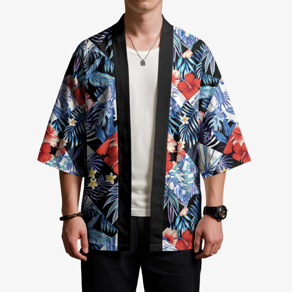 Hawaii Tropicana Blue Pattern Kimono - Wonder Print Shop