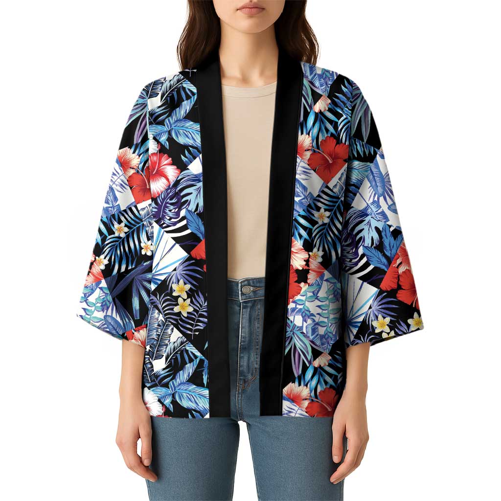 Hawaii Tropicana Blue Pattern Kimono - Wonder Print Shop