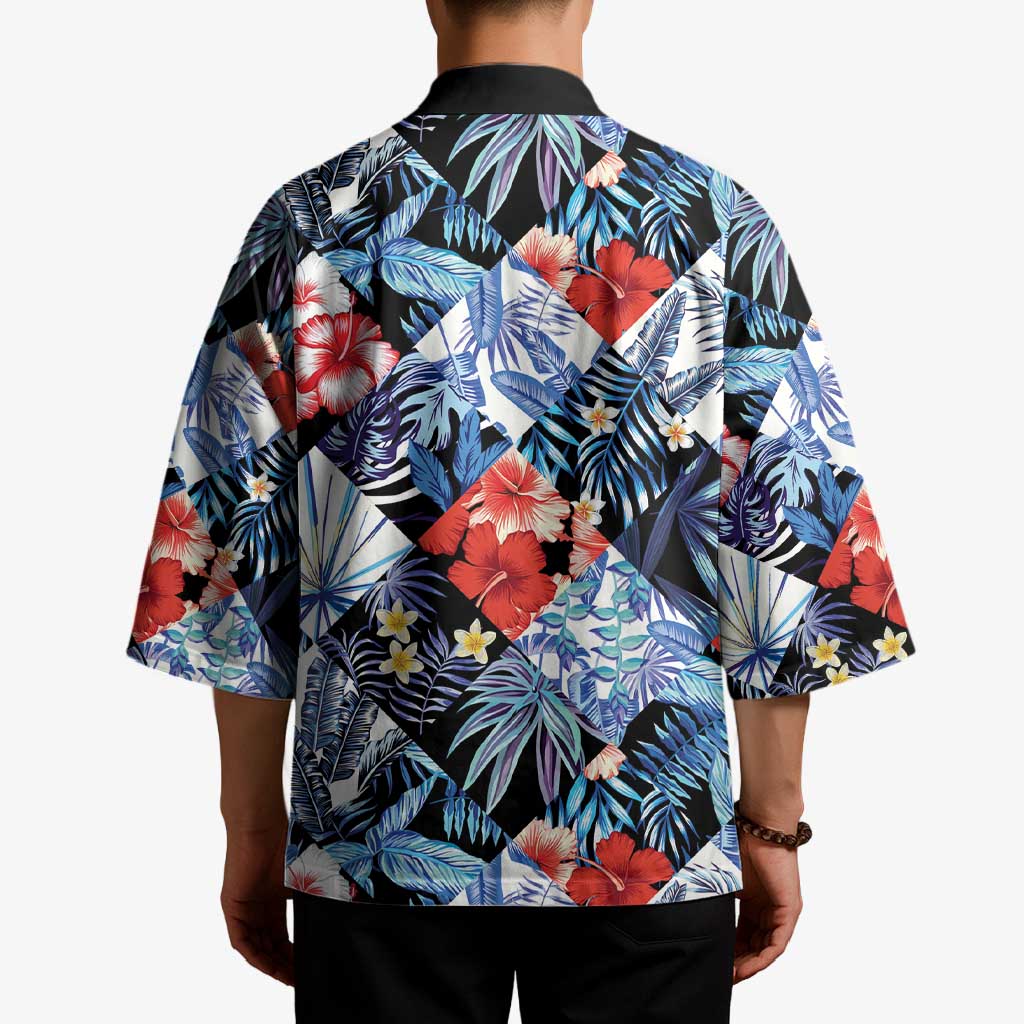 Hawaii Tropicana Blue Pattern Kimono - Wonder Print Shop