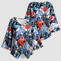 Hawaii Tropicana Blue Pattern Kimono Sleeve Blouse - Wonder Print Shop