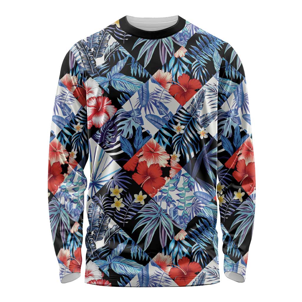 Hawaii Tropicana Blue Pattern Long Sleeve Shirt - Wonder Print Shop