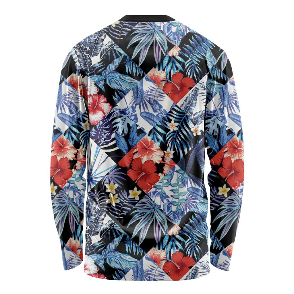 Hawaii Tropicana Blue Pattern Long Sleeve Shirt - Wonder Print Shop