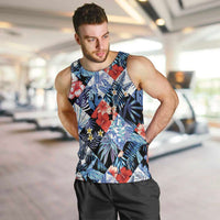 Hawaii Tropicana Blue Pattern Men Tank Top - Wonder Print Shop