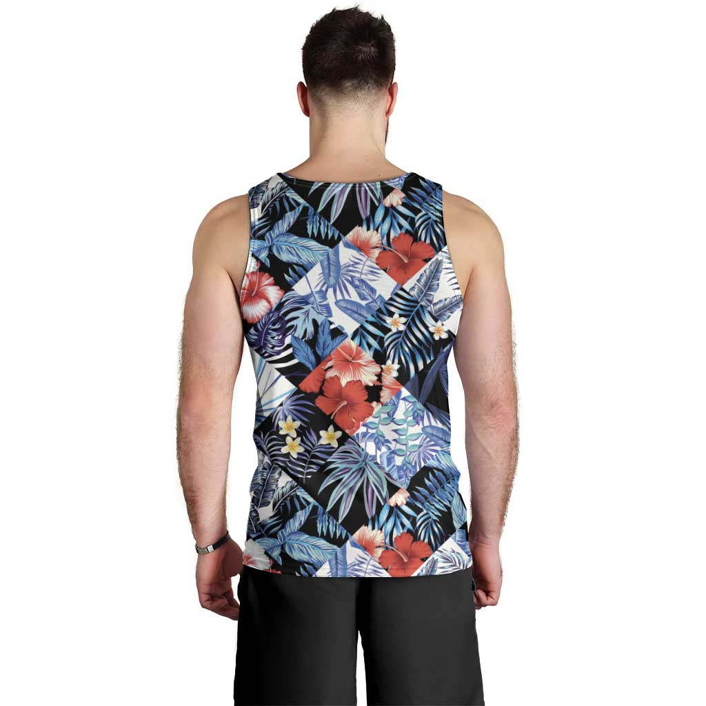 Hawaii Tropicana Blue Pattern Men Tank Top - Wonder Print Shop